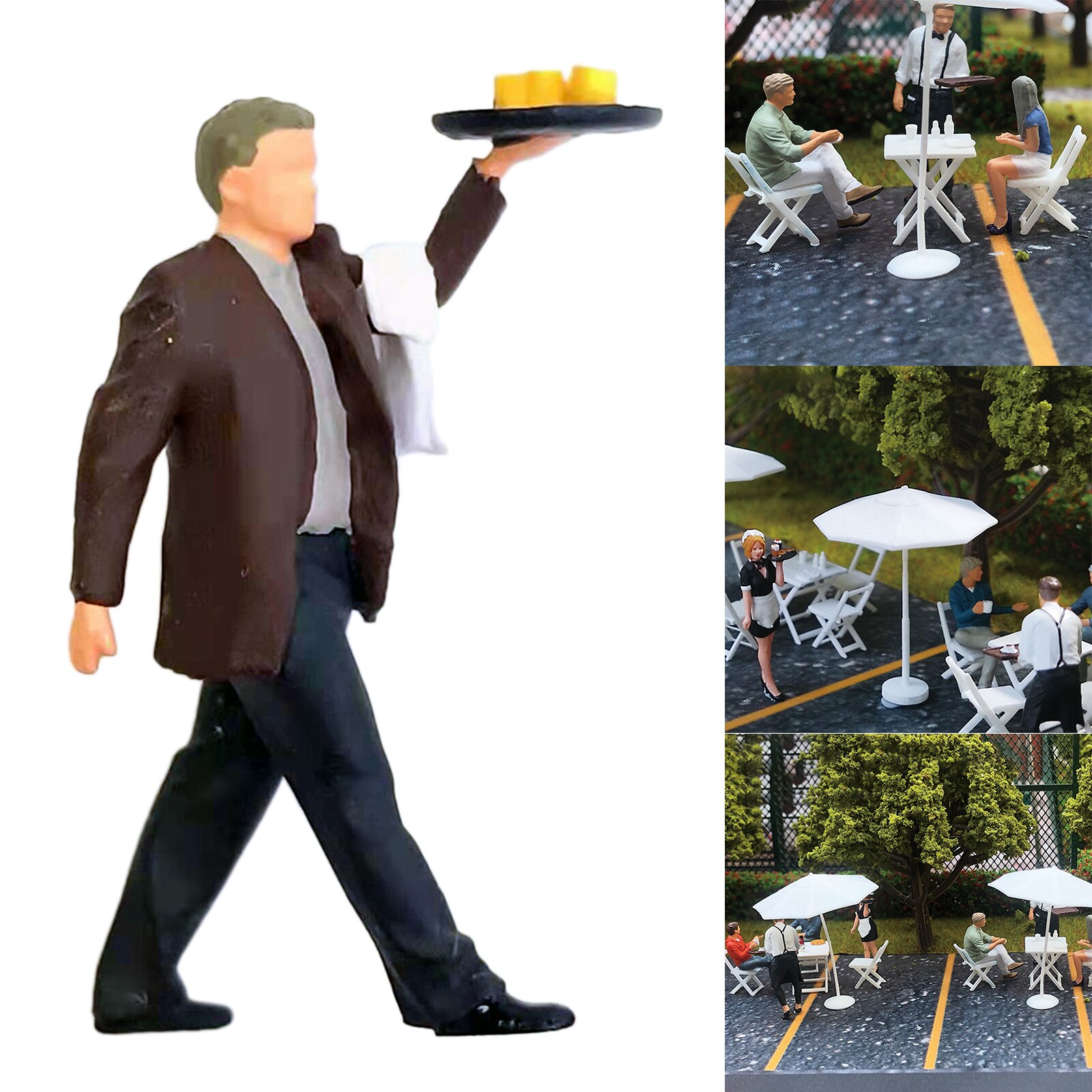 1/64 Plastic Mini Figures Waiter Scene Diorama Toy for Fire Wheel S Scale