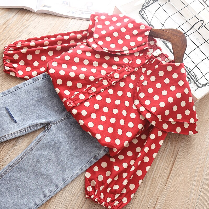 Ragazze Camicette Della Camicia Per La Ragazza Vestiti Dei Capretti di Modo Top di Autunno della Molla Coreano Foglia di Loto Camicette Manicotto Della Lanterna Usura del Bambino Costume