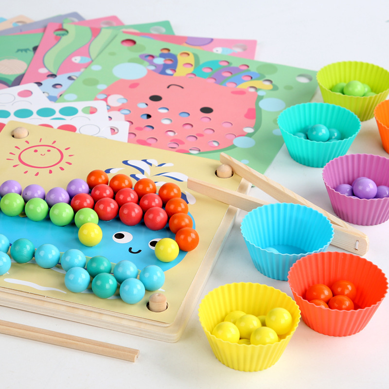 Holz Montessori Kinder Spielzeug Hände Gehirn Training Clip Perlen Puzzle Bord Mathematik Spiel Baby Früh Pädagogisches Spielzeug Für Kinder: K