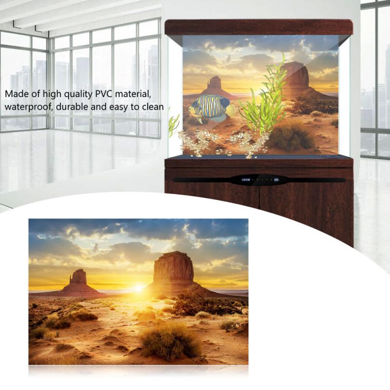 Sol og ørken stil akvariefisk akvarium baggrund plakat pvc klæbende indretning papir akvarium landskab klistermærke plakat baggrund