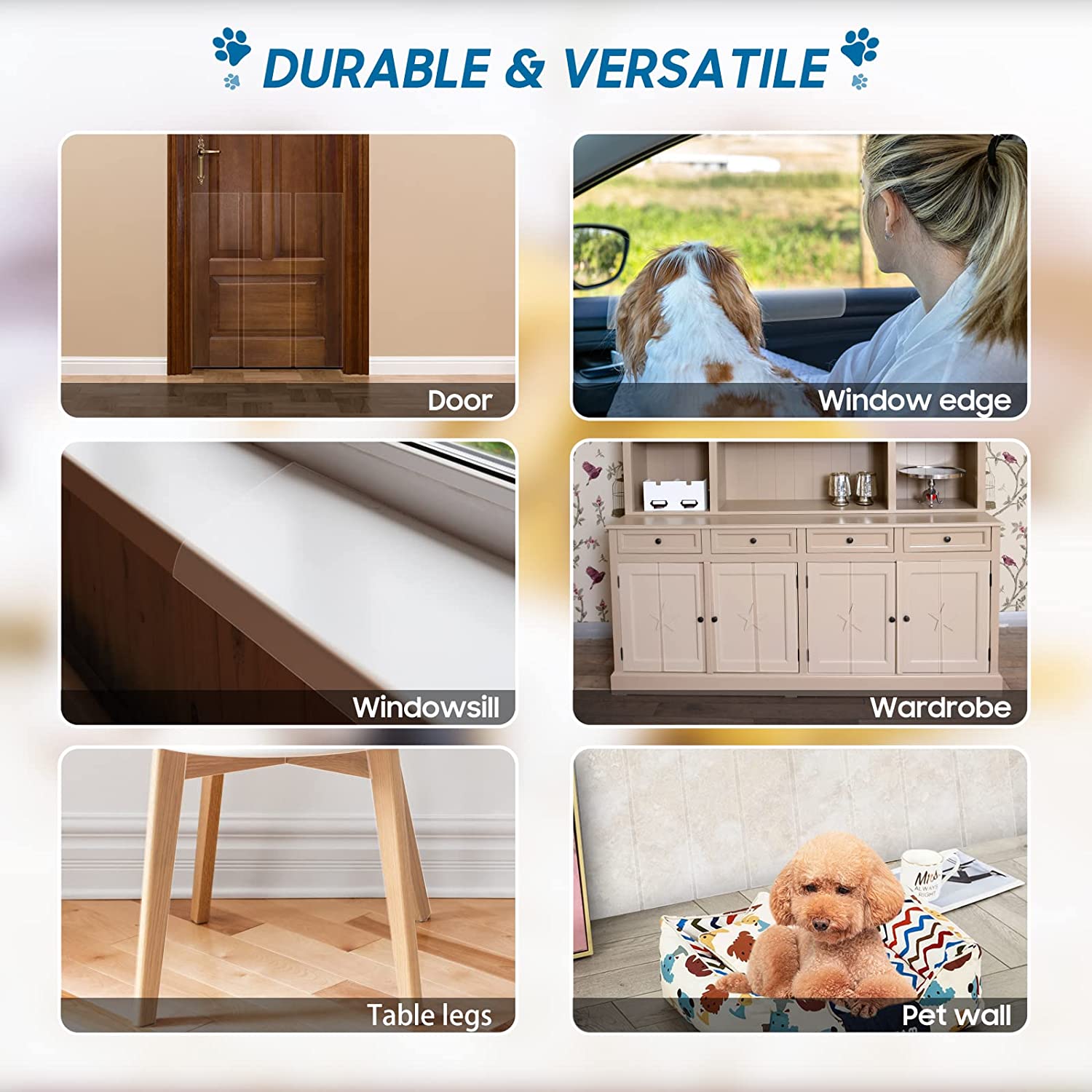 Door Protector Anti-Scratch Guard for Furniture and Wall, Door Scratch Shield for Dog and Cat Clawing, Scratching