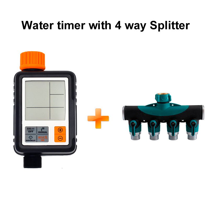 Automatische Elektronische Wasser Timer Lcd Bildschirm Sprinkler Controller Outdoor Garten Timer Bewässerung Timer Bewässerung Controller Werkzeug: with 4 way Splitter
