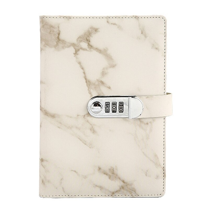 A5 Marble Texture Journal Writing Notebooks with Combination Lock Personal Travel Diary Office Notepad Agenda: Brown