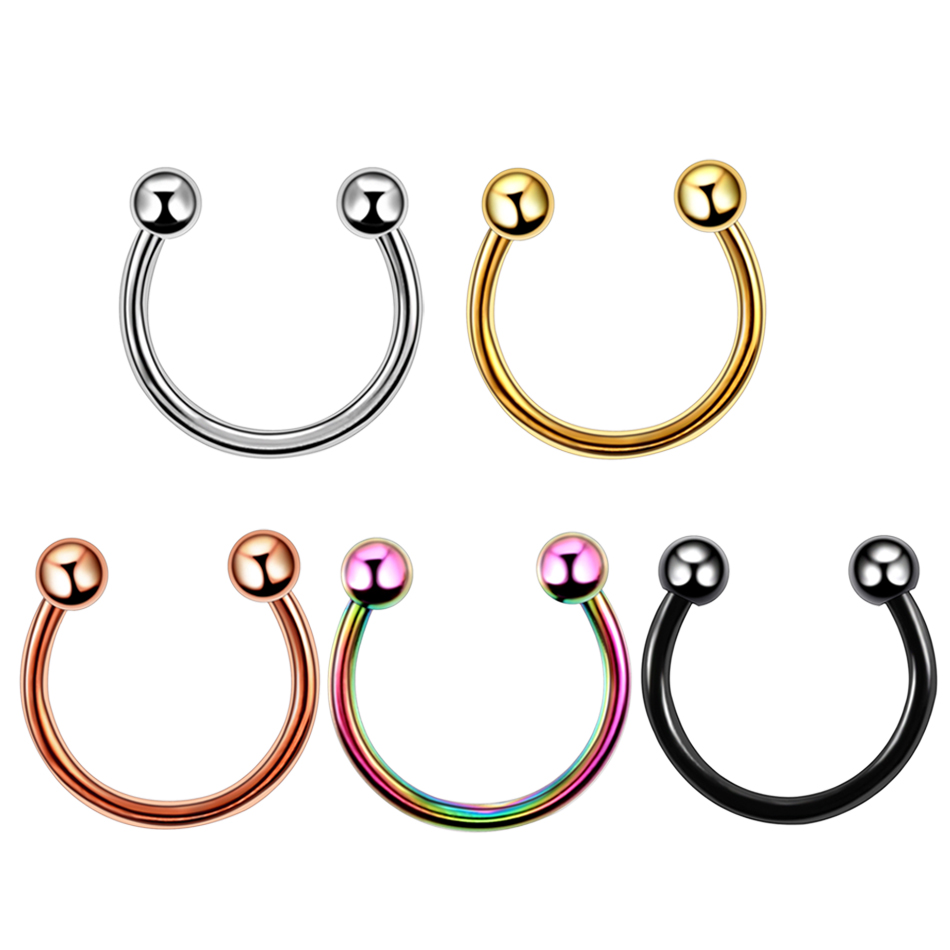 Piercings circulares de acero para labio, ceja, nariz, tabique, aro, cartílago de la oreja, pendiente de lóbulo de hélice, 18G, 16G, 1 par