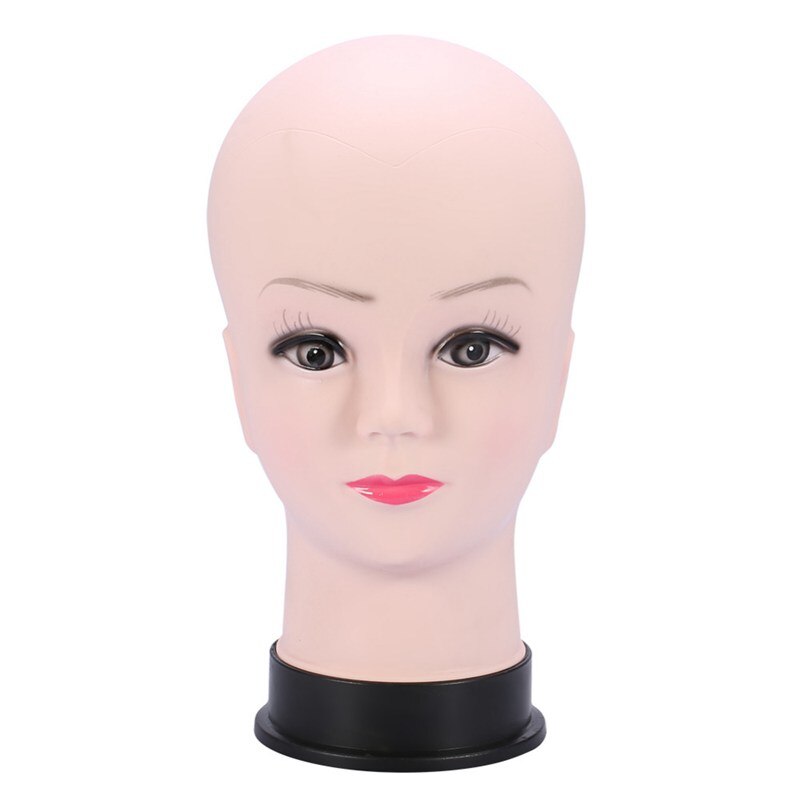 PVC Mannequin Head Model Female Wig Making Hat Display With Base Eyelash Makeup Practice Traning Bald Head Model