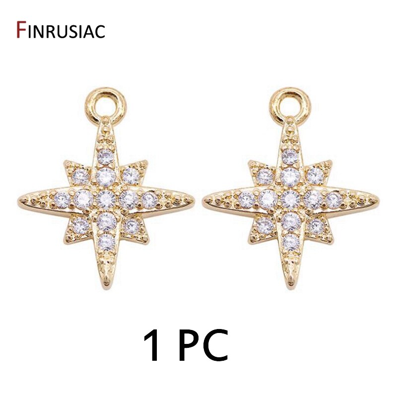 Placcato oro con Intarsiato zircone Piccolo Star Pendenti E Ciondoli Del Pendente Per I Monili di DIY Che Fanno Handmade Del Braccialetto Della Collana Orecchini Accessori: 14K gold plated-1PC