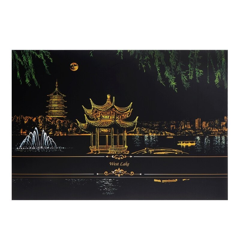 2 Sheets Scratch Pictures Paper 41x29cm Set Screen Postcard DIY
