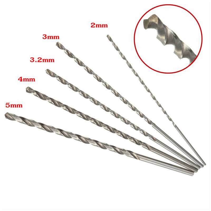 DANIU 1 pièce 2mm à 5mm diamètre Extra Long HSS foret hélicoïdal tige droite 160mm tarière bois foret