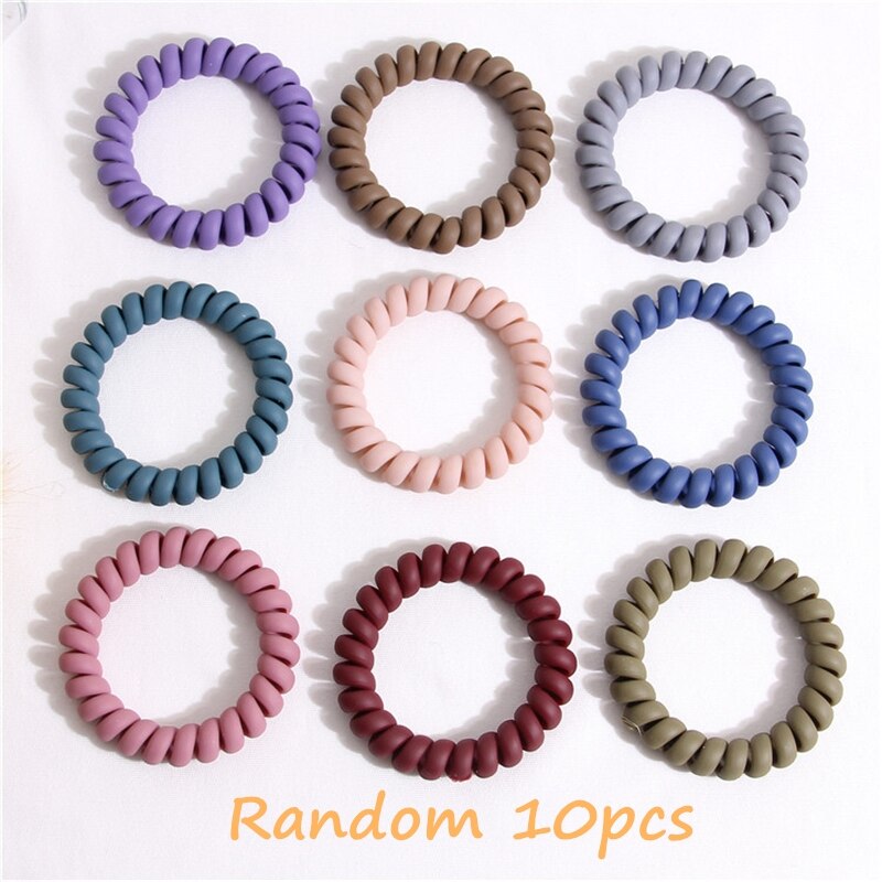 5/20PCS Frosted Colored Telephone Wire Elastic Hair Bands For Girls Headwear Ponytail Holder Rubber Bands Women Hair Accessories: Random 10pcs