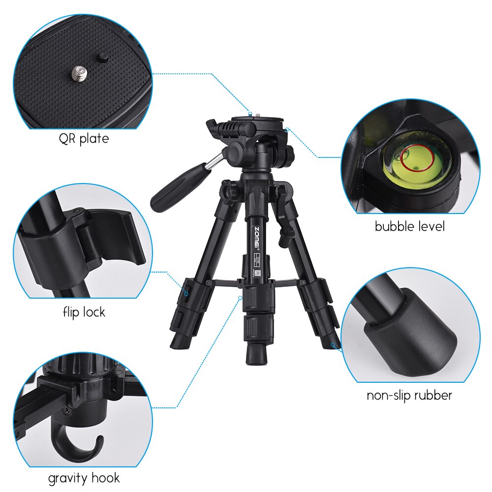 Zomei Q100 Lichtgewicht Mini Reizen Tafelblad Tafel Statief Desktop Camera Statief voor Canon Nikon DSLR Camera Mobiele Telefoon Statief