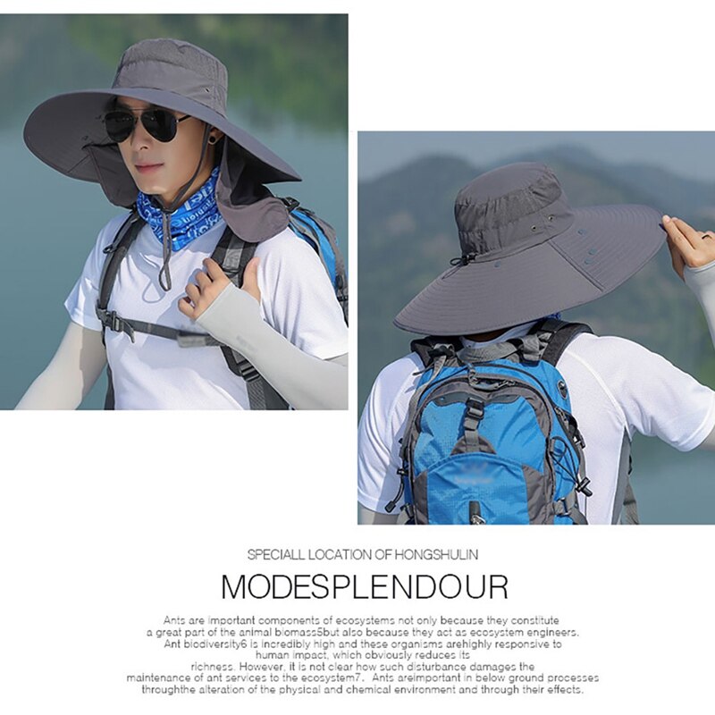 Outdoor Flap Cap bescherming voor nek en gezicht Brede Rand Zonnescherm Winddicht Sneldrogend Visser Emmer Hoed Voor Wandelen vissen