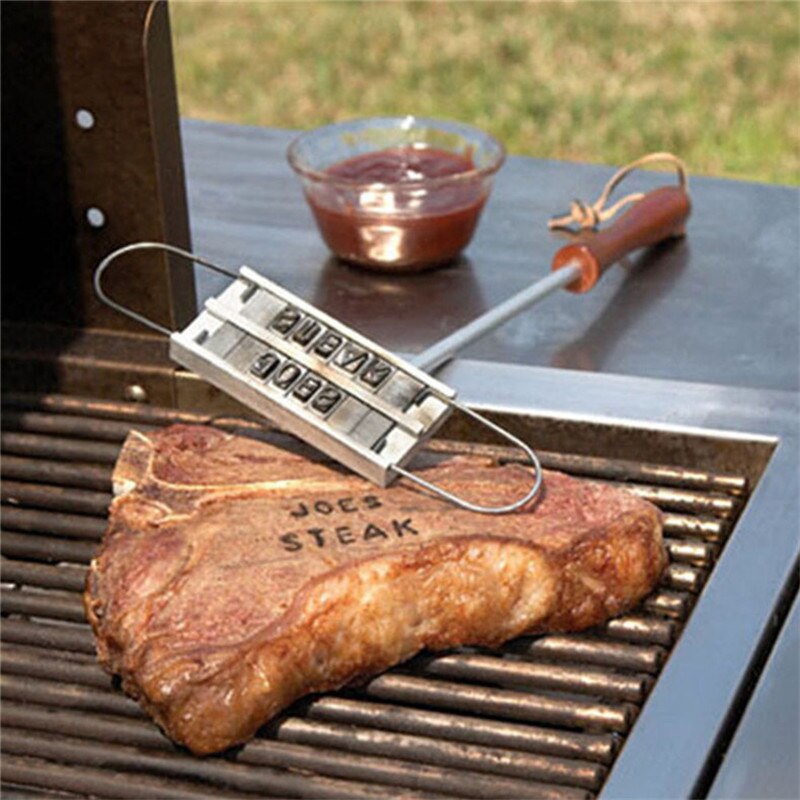 43cm bbq branding jern bogstaver gør-det-selv bogstav trykt bøf kød grill gaffel bagning madlavning grill ovn handsker grill tilbehør