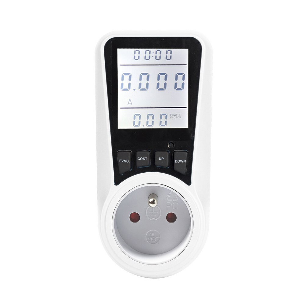 Digitale Wattmeter Ac Power Meter 220V Lcd Watt Energy Meter Power Monitor Fr Us Uk Au Br Meten Outlet power Analyzer: France Plug