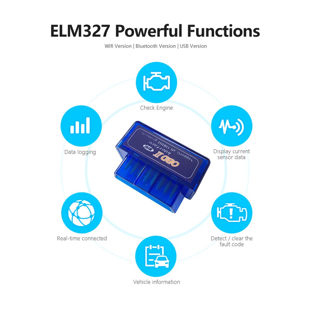 ELM327 V2.1 OBDII Scanner Mini Bluetooth OBD2 Car Check Engine Light Code Reader Diagnostic Scanner Tool Interface Adapter
