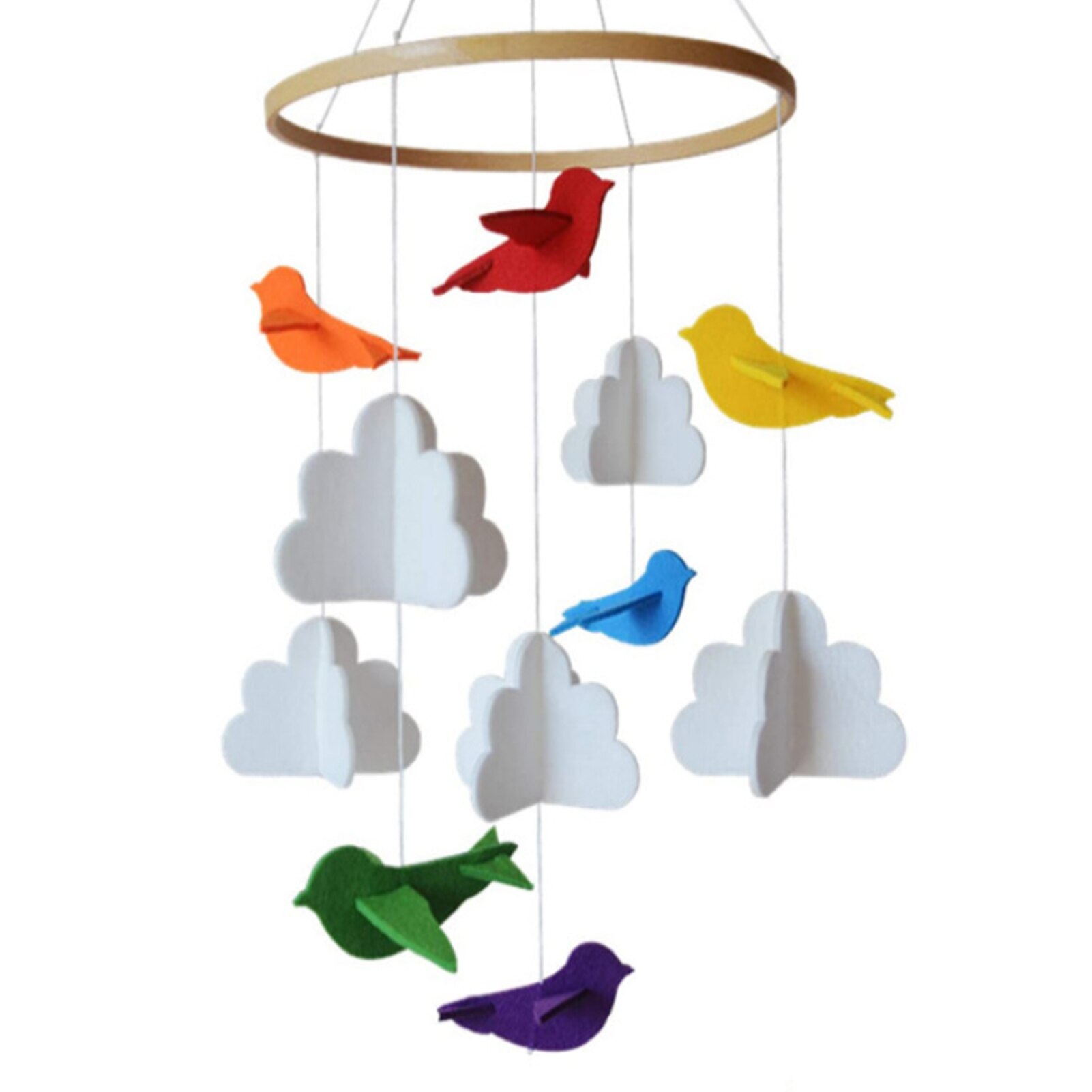 Witte Wolk Vogels Vilt Wind Chime Baby Kamer Decoratie Opknoping Drie-Dimensionale Windgong
