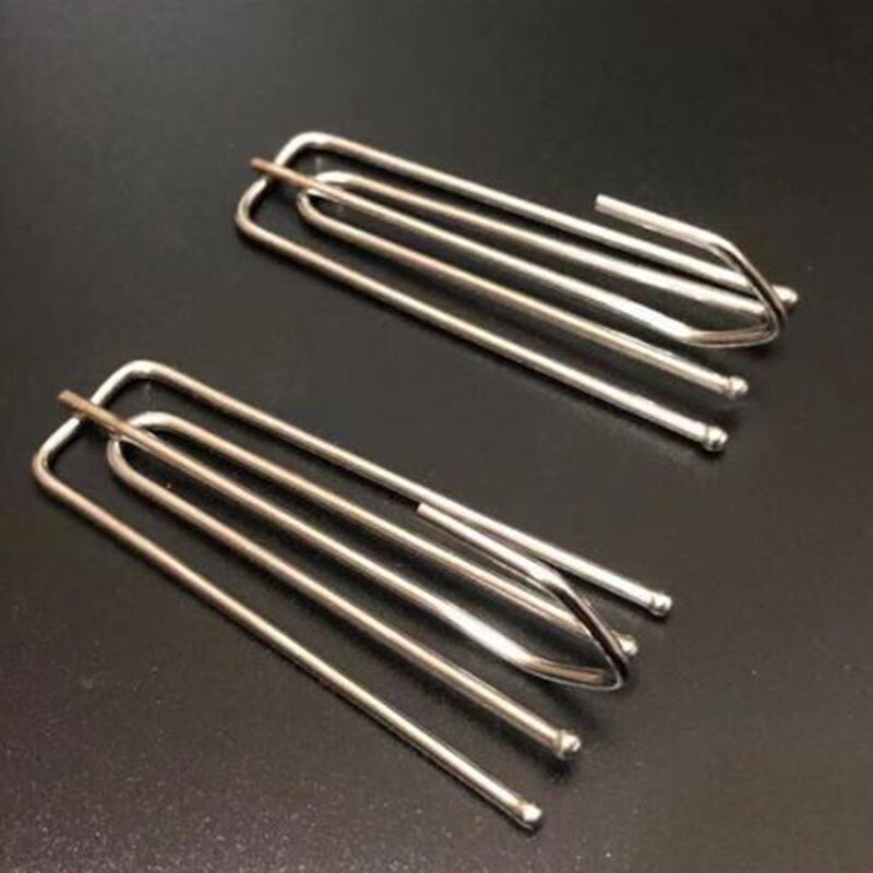 10 stk hvid metal enkelt krog fire gaffel gardin tape krog gardin stof ring klemme spor gør-det-selv boligtilbehør: Sølv