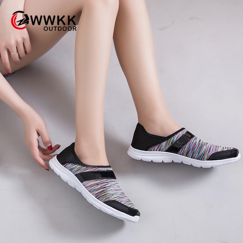 WWKK Autumn Sneakers Women Walking Breathable Mesh Shoes Woman Slip On Sport Ladies Shoes dames schoenen