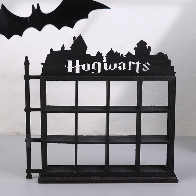 Vitrina de figuras de acción con tema de película de madera, estantes de exhibición coleccionables, estante para figuras, colección de gafas de chupito flotantes