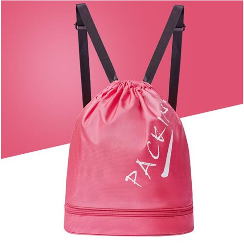 Mochila deportiva de gimnasio para hombre, mujer y niño, con cordón, para natación, secado, húmedo, para piscina, playa, Fitness: rose