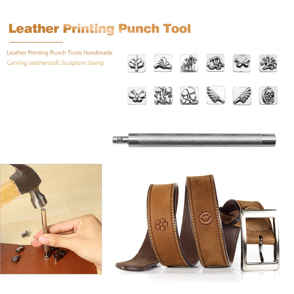 Leather Working Saddle Making Tools Leather Stamp Set for DIY Steel Punch Carving Metal Leather Craft Stamps Printing Tool