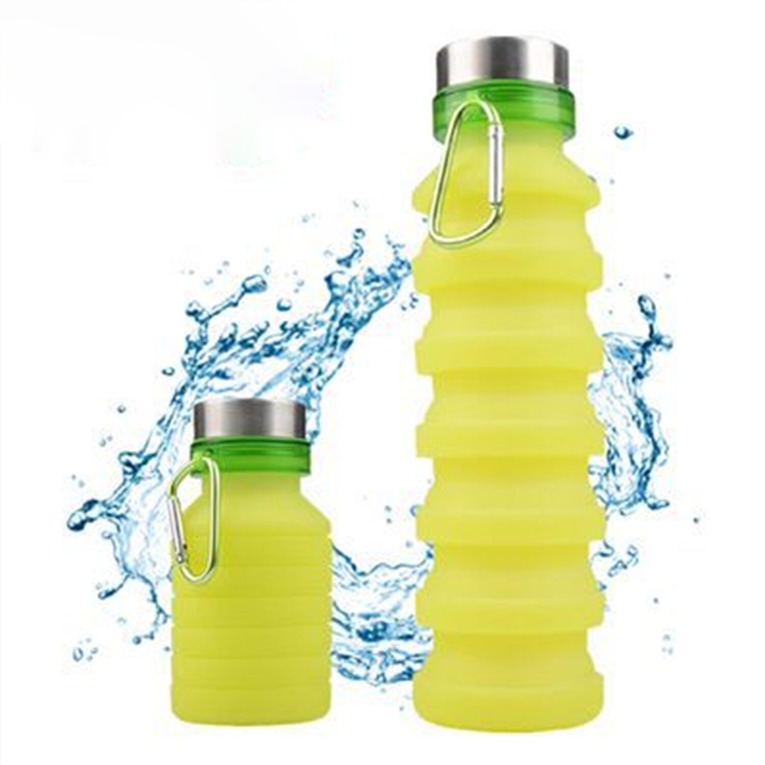 Joudoo 18Oz Opvouwbare Water Fles Met Rvs Cap Karabijnhaak, Lekvrij En Draagbare BZ013.