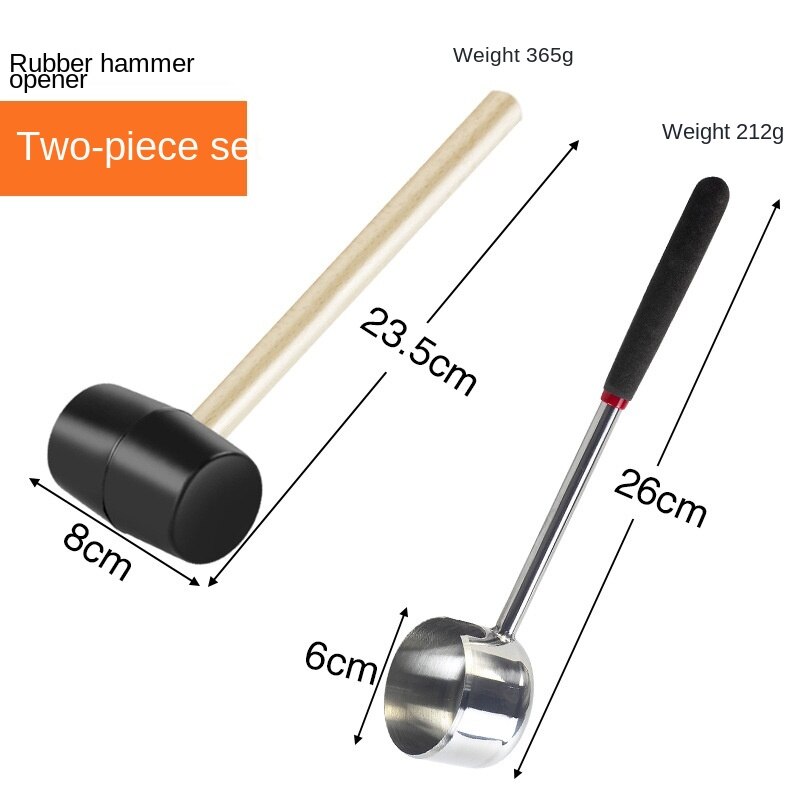 Coconut Knife Tool Set 304 Stainless Steel Coconut Opener Coconut Meat Planer Hammer Large Diameter Coconut Suction Hole: 2-piece set