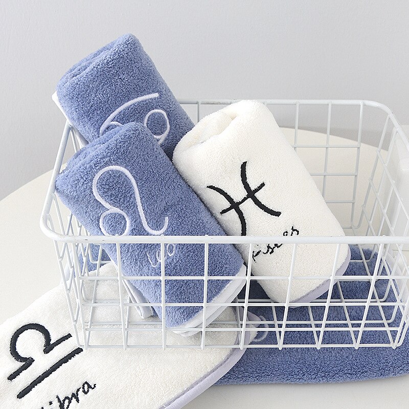 32*60cm Face Towel Microfiber Water Absorption Constellations Home Quick Dry Towels Small Soft Embroidery Bath Shower