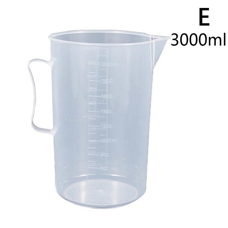 Transparent Plastic Measuring Cup Baking Graduated Beaker Handle Scale Water Container Pouring H0N6: Light Yellow