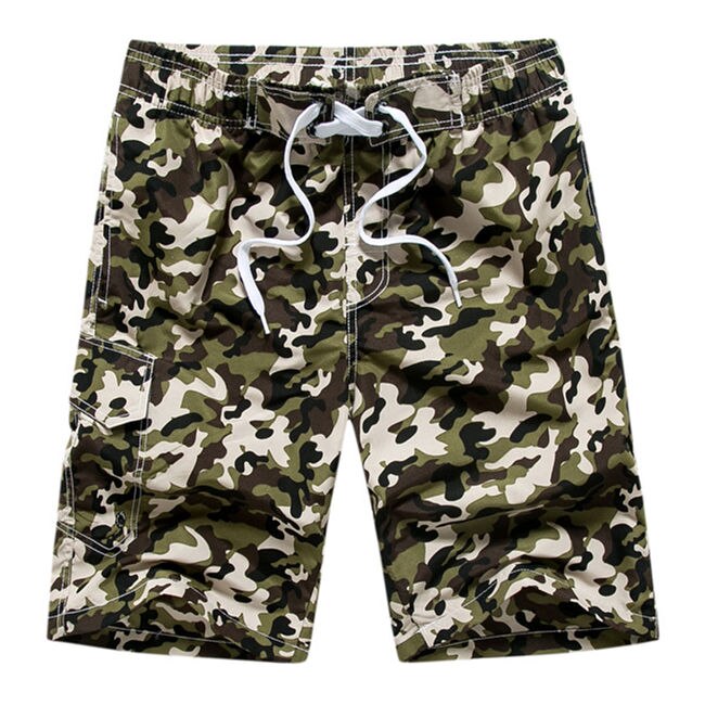 Pantalones cortos de playa de camuflaje para hombre, Shorts de playa de secado rápido, Bermudas de Surf, bañadores deportivos, bañadores zwembroek heren Board: Verde militar / XL