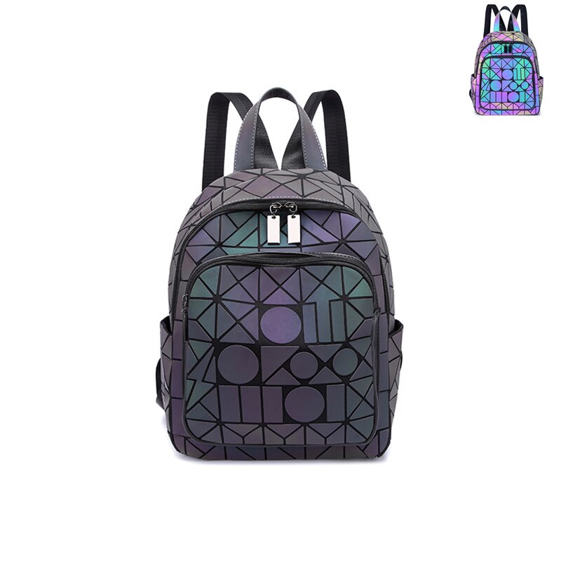 PVC Luminous Travel Backpacks Reflective Travel Bags female backpack boy girl student School bag For Teenager Backpack: Luminous round