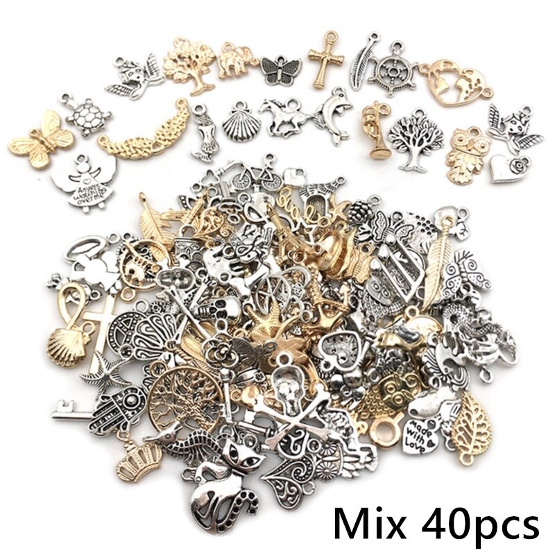 Vintage Mixed 20/40pcs Metal Animal Birds Charms Beads Handmade DIY Bracelet Pendant Neacklace Clips Jewelry Making Findings: HK40 40pcs