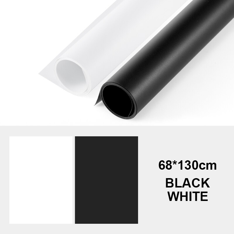 Plaque de fond en PVC mat et givré, couleur unie, 68x130cm, 2 pièces, arrière-plan de photographie, tissu imperméable et Anti-rides: white black
