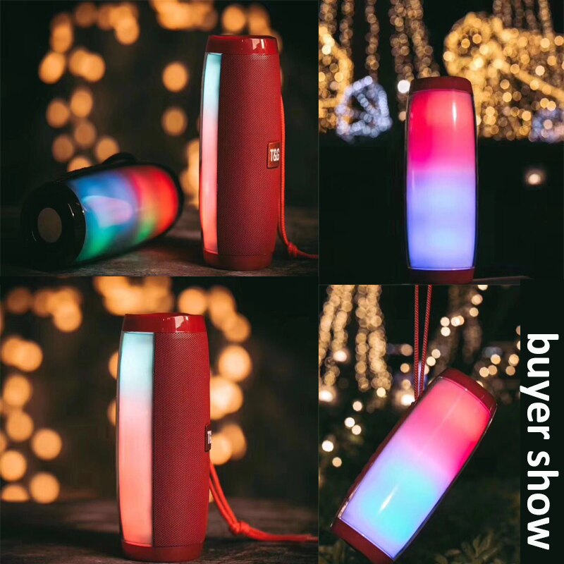 Wireless Sound Box Bluetooth Speaker Portable Outdoor Column Waterproof Bass Speakers HIFI TF FM Radio with LED Light