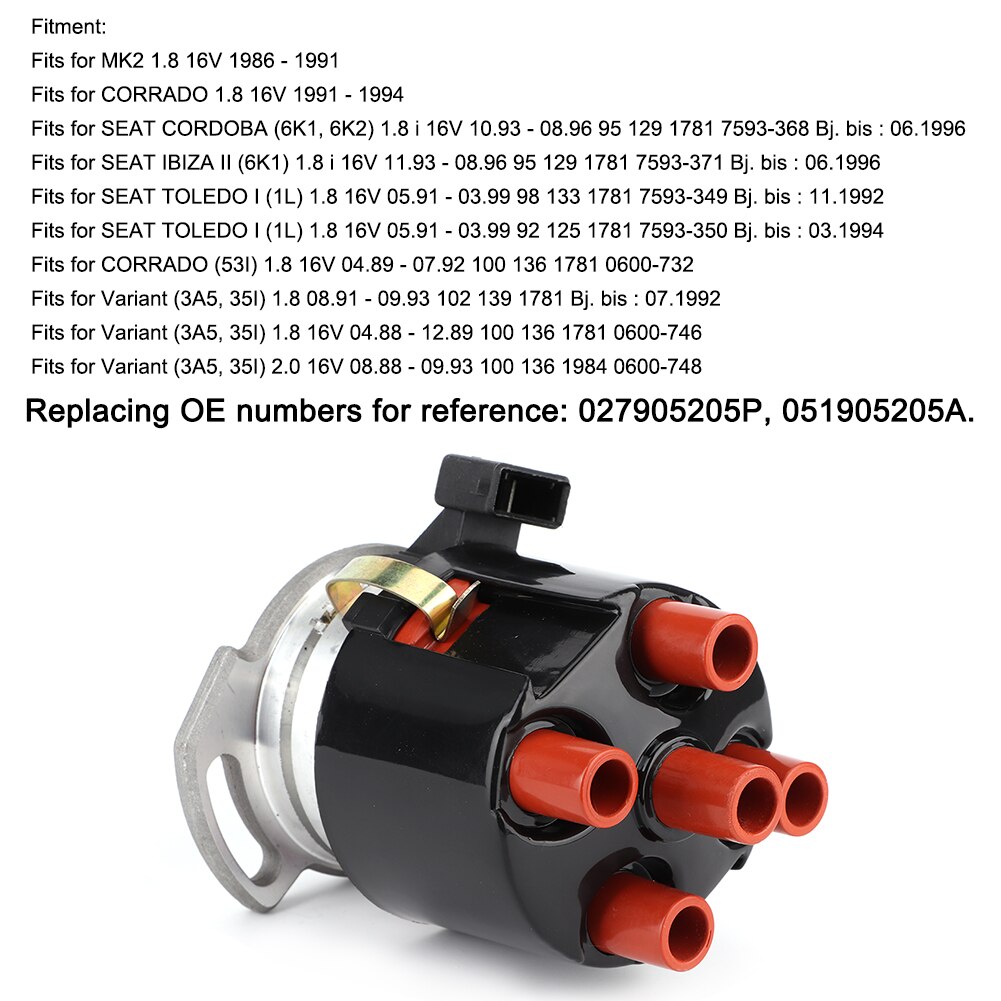 Bil autotændingsdistributør 051905205b erstatningstilbehør passer til sæde cordoba 027905205p, 051905205a