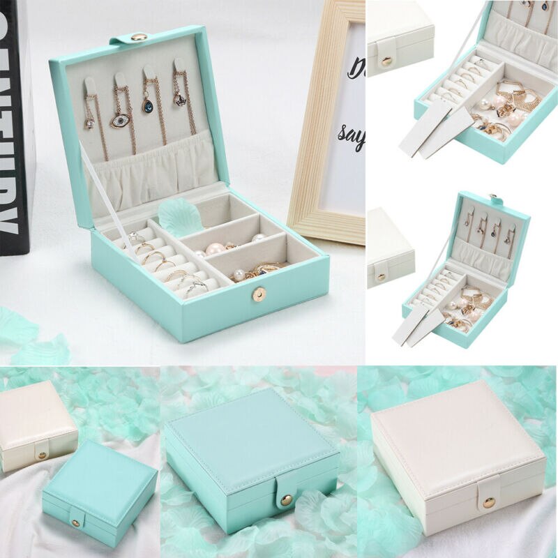 Draagbare Reizen Pu Sieraden Doos Organizer Ketting Armband Oorbel Ornamenten Houder Case