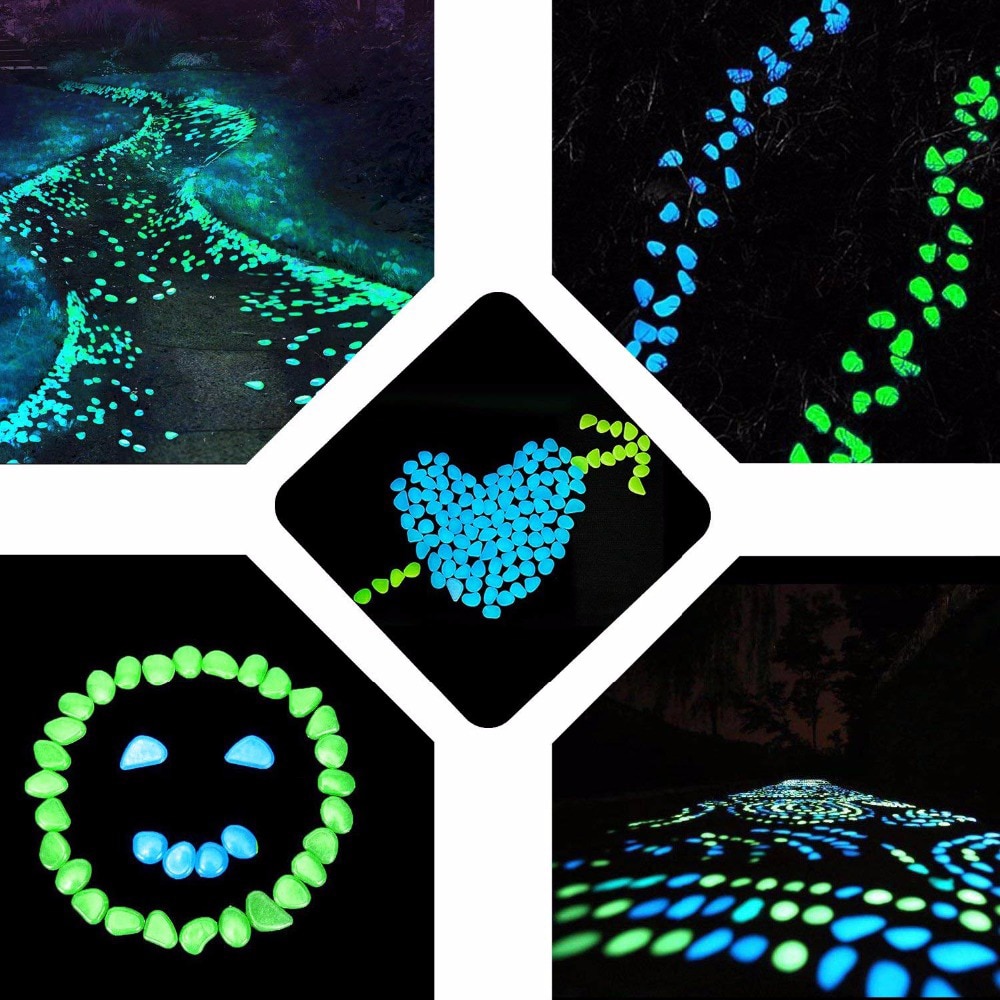 100Pcs Glow In The Dark Stenen Gloeiende Stenen Fluorescerende Heldere Pebbles Lichtgevende Stenen Voor Aquarium Tuin Decoratie