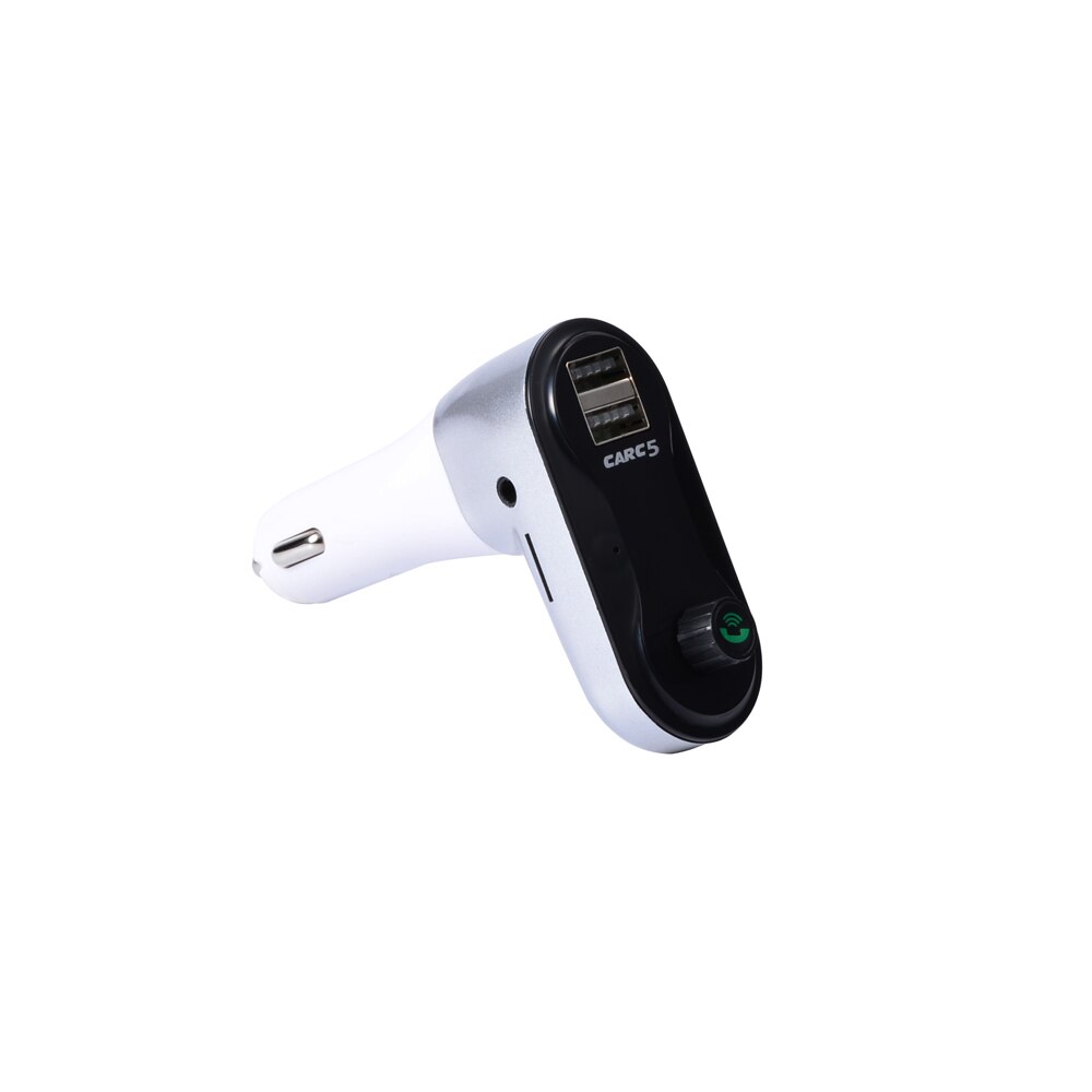 Freihändiger Drahtloser Bluetooth FM Sender mit AUX Modulator Auto Bausatz MP3 Spieler TF SD USB LCD Auto Zubehör Dual USB ladegerät: Silber
