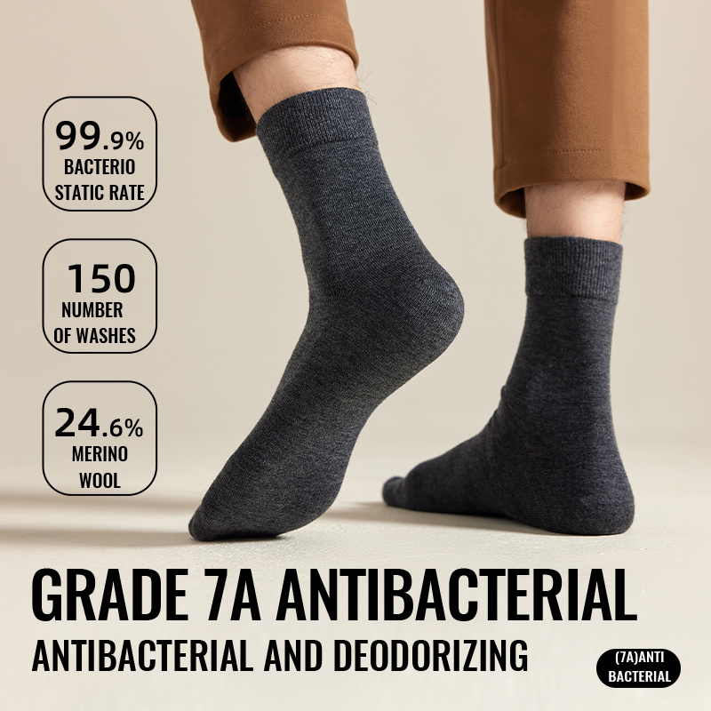 MiiOW calcetines de lana merina para hombre, calcetines gruesos de invierno con calefacción, botas de nieve de Cachemira resistentes al frío, calcetines de negocios de toalla cálidos marrones Retro