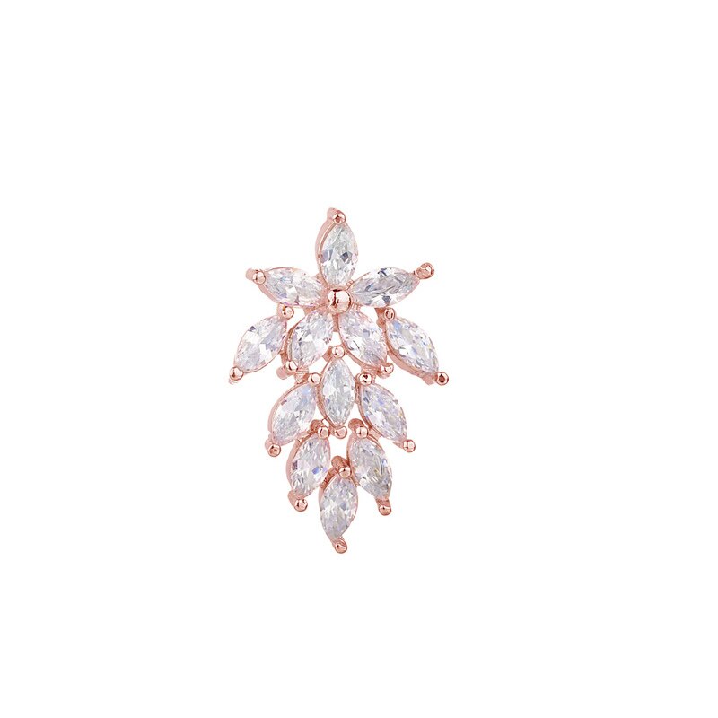 Broche en argent Sterling 925 et zircone cubique en forme de feuille, couleur or et argent, pour femmes, à la , pour les offres du vendredi noir,: rose gold color