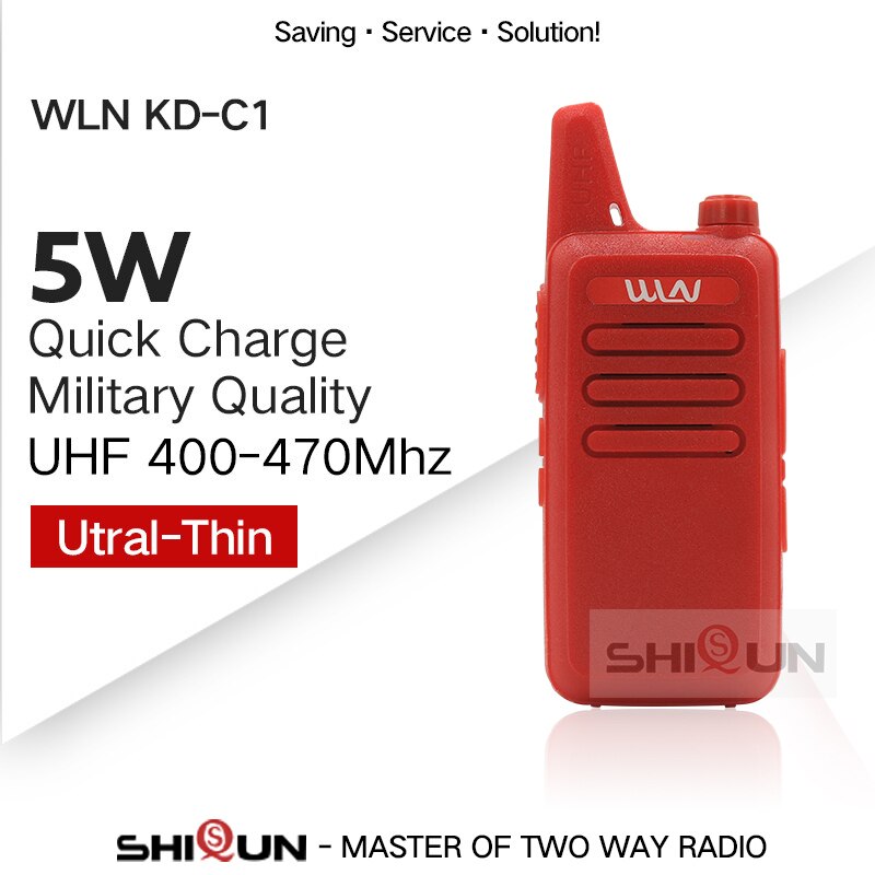 1 Pc Wln KD-C1 Mini Walkie Talkie Uhf Twee Manier Radio RT22 Talki Walki Wln Radio 5W Mini Draagbare 2 Way Radio Uhf 400-470Mh Usb: Red