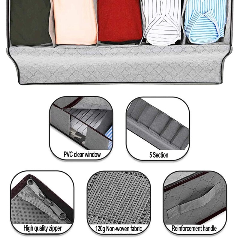 Underbed opbevaringsposer beholdere tøj opbevaring under seng opbevaringspose til tøj 2 stk