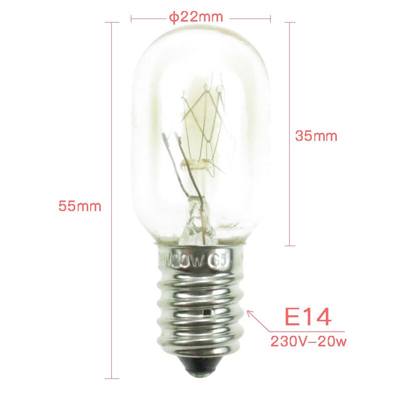 Pack von 2 E14 Basis 220V 20W Mikrowelle Glühbirne Lampe Ersatzteile für Mikrowelle Zubehör
