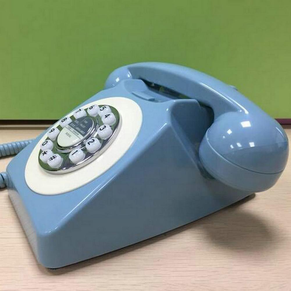 Blauw Retro Telefoon Europa Amerika Telefoon Vaste Draaitafel Telefoon Knop Dial-Up Hotel Telefoon