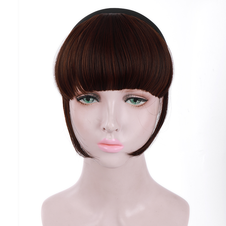 WTB-Cinta para La Cabeza corta y recta, flequillo con Clip en una pieza, para mujer, resistente al calor, negro sintético, flequillo Romo Natural: 2-33