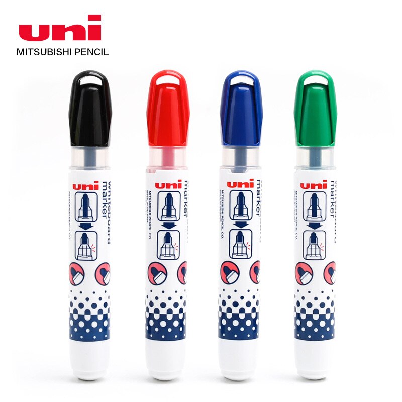 1 pçs japão whiteboard caneta uni PWB-202 fácil de limpar sem deixar marcas não-tóxico proteção ambiental segurança quadro branco caneta