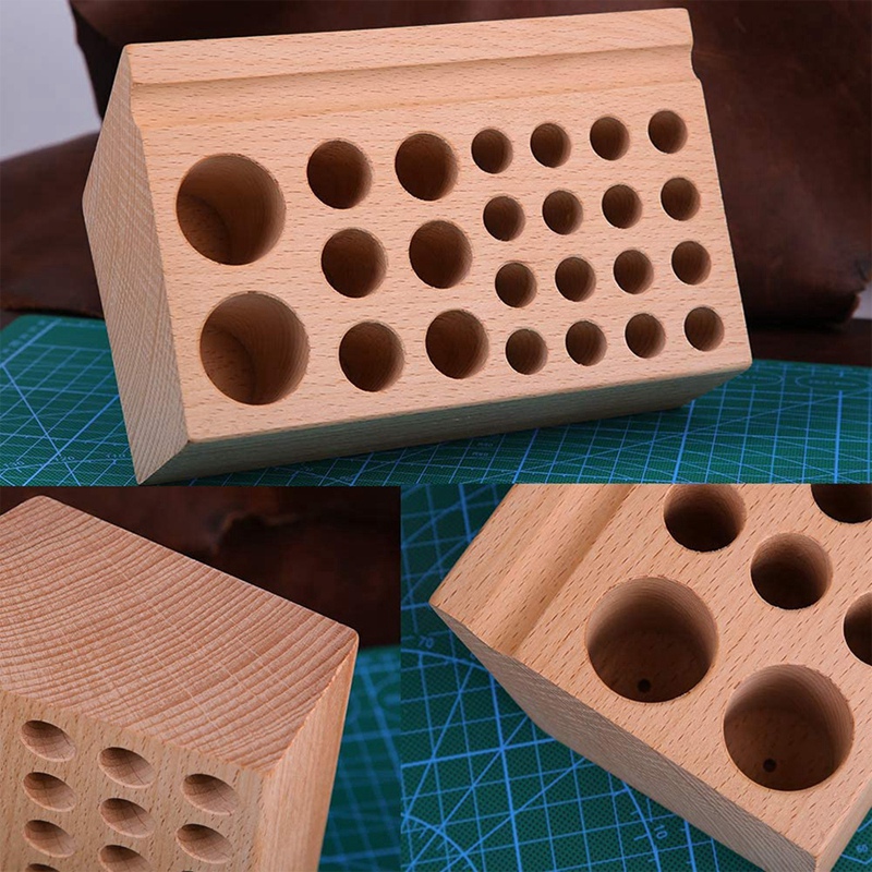 24 Gaten Leer Werken Gereedschaphouder, Houten Leathercraft Tool Rack Stand Organizer, Voor Maken Punch Gereedschap Opslag