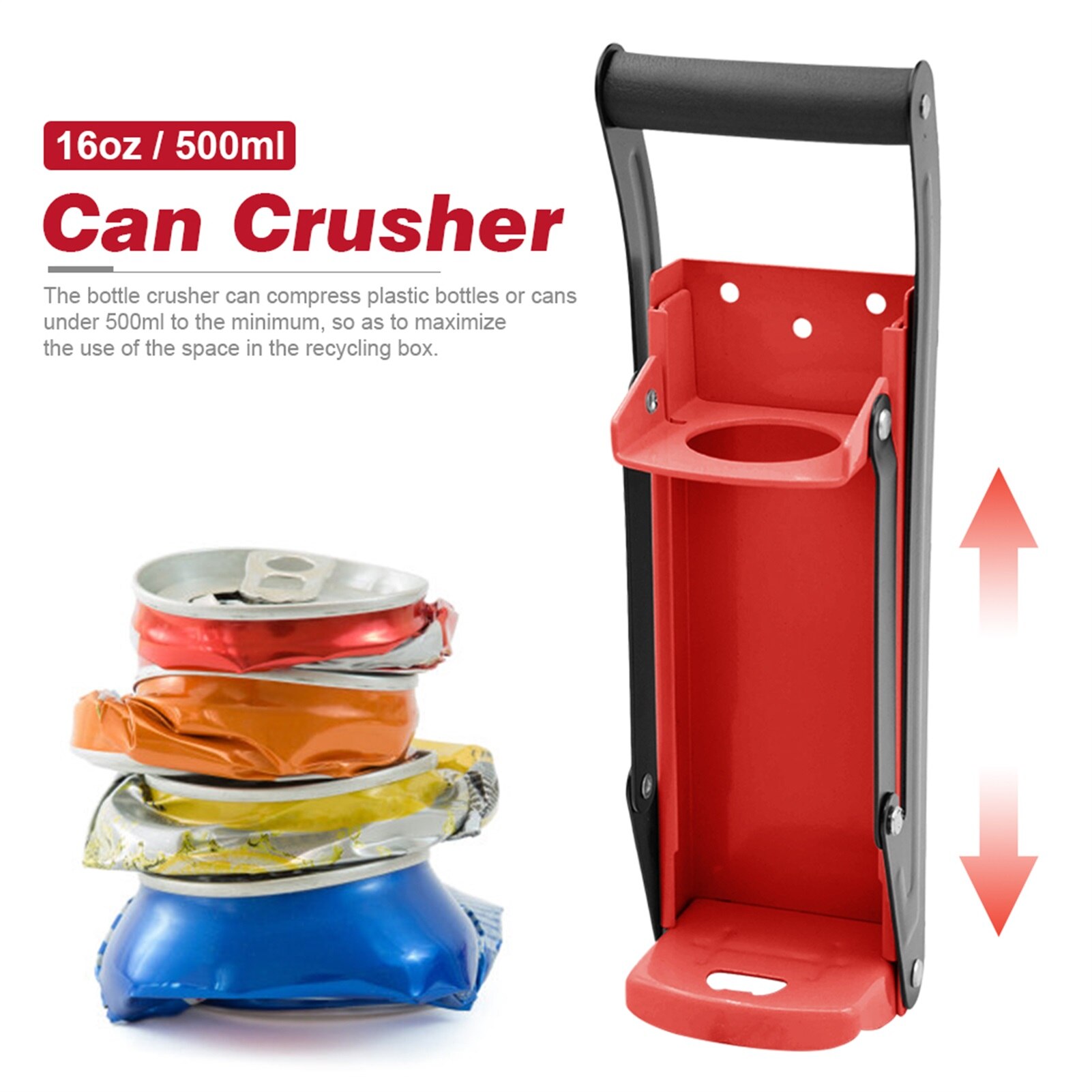 16Oz 500Ml Kan Druk Fles Crusher Metalen Kan Brekers Heavy Duty Flesopener Smasher Keuken Gereedschap Voor Soda bier Blikjes Flessen