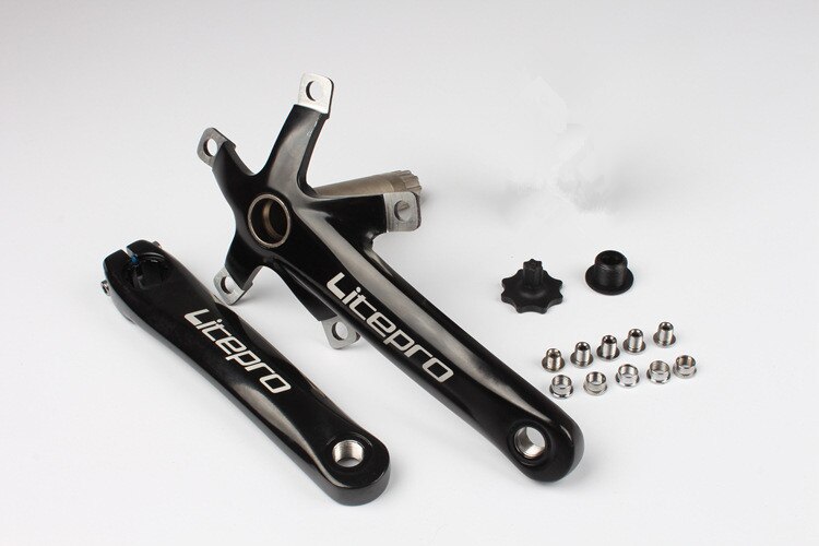 LP Litepro Folding Bike Crank Road Bicycle Intergrated Hollow BCD 130mm With Bottom Brackets: Crank Black