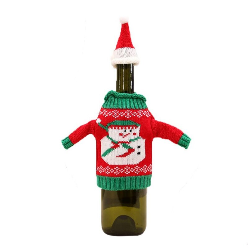 Świąteczny pokrowiec na butelkę wina sweter na butelkę wina pokrywa ozdoby na butelki świąteczne ozdoby: B