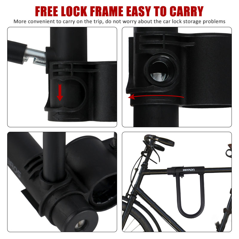 Candado antirrobo para bicicleta y moto en forma de U, accesorios prácticos para montar, candado de seguridad reforzado con llave, candado antirrobo
